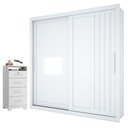 Ver imagem 1 de Guarda Roupa Casal Trianon 2 Portas com Cômoda Primordial Max 4 Gavetas Branco Absoluto Semi Fosco-