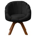 Ver imagem 4 de Kit Poltrona Decorativa Orgânica Flora Base Giratória com Puff Bouclê - Sofa Store:bouclê Preto