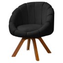 Ver imagem 3 de Kit Poltrona Decorativa Orgânica Flora Base Giratória com Puff Bouclê - Sofa Store:bouclê Preto