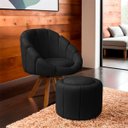Ver imagem 2 de Kit Poltrona Decorativa Orgânica Flora Base Giratória com Puff Bouclê - Sofa Store:bouclê Preto