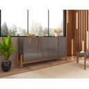 Ver imagem 4 de Buffet Agnes Cinza Pérola/Cedro 4 Portas com Detalhe Curvo