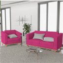 Ver imagem 2 de Kit Sofá 2 Lugares e Poltrona Europa Suede Doce Sonho Móveis - Pink