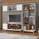 Ver imagem 1 de Estante Home para TV até 65 Polegadas 3 Portas Vision Branco/Nogal Yescasa