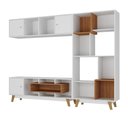 Ver imagem 2 de Estante Home para TV até 65 Polegadas 3 Portas Vision Branco/Nogal Yescasa