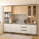 Ver imagem 1 de Kit Cozinha Completa 13 Portas 3 Gavetas 260x220cm Mel e Branco