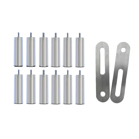 Kit 12 Pés de Cama Box ou Baú Queen King Tubo Cromado 13cm C/ Chapa União Bipartida Ortobom Probel