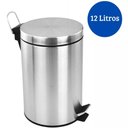 Ver imagem 2 de Lixeira em Inox 12 Litros Cesto de Lixo Tampa Pedal Luxo Grande Banheiro Cozinha Escritorio