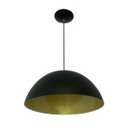 Ver imagem 1 de Lustre Pendente Meia Lua 30 cm Alumínio Preto Com Dourado Acetinado