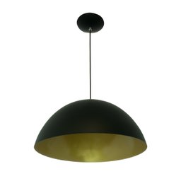 Lustre Pendente Meia Lua 30 cm Alumínio Preto Com Dourado Acetinado - 1