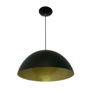 Lustre Pendente Meia Lua 30 cm Alumínio Preto Com Dourado Acetinado
