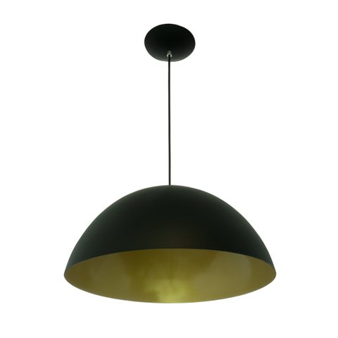 Lustre Pendente Meia Lua 30 cm Alumínio Preto Com Dourado Acetinado