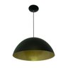 Lustre Pendente Meia Lua 30 cm Alumínio Preto Com Dourado Acetinado - 1
