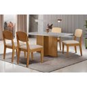 Ver imagem 1 de Conjunto: Mesa Sala Jantar Berlim Curvo 120cm + 4 Cadeiras Havana Naturale/Off White - Suede Creme