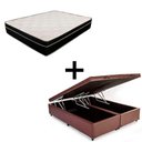 Ver imagem 1 de Cama Box Baú Casal 138 Bipartido Tecido Marrom com Colchão Paris Molas Preto 67x138x188