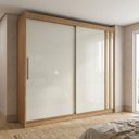 Ver imagem 1 de Guarda-Roupa Casal 2 Portas de Correr 4 Gavetas em MDF Branco Freijó Linha Toquio
