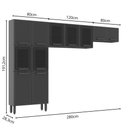 Ver imagem 2 de Cozinha Completa Aço 11 Portas 5 C/ Vidro Estilo Bertolini - Grafite/vidro