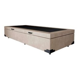 Cama Box Bau Solteirão Premium ( Blindada ) Super Reforçada - Suede - Bege - 2