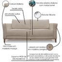 Ver imagem 3 de Sofa Balli 2 Lugares 190cm Pes Madeira Linho 222 Areia Ezz