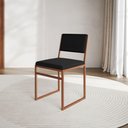 Ver imagem 2 de Kit 8 Cadeiras Industrial Isa Veludo Preto Base Cobre para Mesa Sala Cozinha - Cobre-Preto