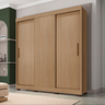 Guarda Roupa Casal Roupeiro Lion 3 Portas de Correr Quarto - Nature - 2