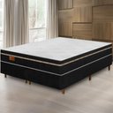 Ver imagem 1 de Cama Box Preta + Colchão King Size Bio Magnético Massageador e Ortopédico Espuma D33 193x203x65cm