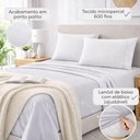 Ver imagem 2 de Jogo de Cama Lençol Egipicio King 4 Peças Micropercal 600 Fios Macio Branco Casa Show Enxovais