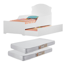 Ver imagem 1 de Mini Cama Livia Branca de Mdf com Cama Auxiliar + 02 Colchões D18