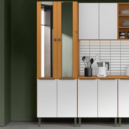 Paneleiro 4 Portas 100% Mdf com Vidro e 4 Prateleiras Luna Cinamomo/branco - 5