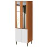 Paneleiro 4 Portas 100% Mdf com Vidro e 4 Prateleiras Luna Cinamomo/branco - 1