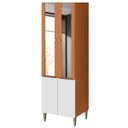 Ver imagem 1 de Paneleiro 4 Portas 100% Mdf com Vidro e 4 Prateleiras Luna Cinamomo/branco