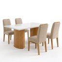 Ver imagem 2 de Conjunto de Mesa 4 Lugares Isla e Cadeiras Lyra em MDF 120x80cm Cinamomo e Off White