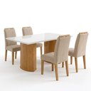 Ver imagem 2 de Conjunto de Mesa 4 Lugares Isla e Cadeiras Lyra Tampo Vidro/MDF 120x80cm Cinamomo e Off White
