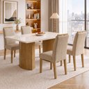 Ver imagem 1 de Conjunto de Mesa 4 Lugares Isla e Cadeiras Lyra Tampo Vidro/MDF 120x80cm Cinamomo e Off White