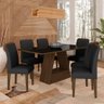 Mesa com 6 Cadeiras 1,60 Pavia Imbuia/preto/preto - Móveis Arapongas Imbuia/preto/preto 06 - 2