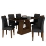 Mesa com 6 Cadeiras 1,60 Pavia Imbuia/preto/preto - Móveis Arapongas Imbuia/preto/preto 06 - 1