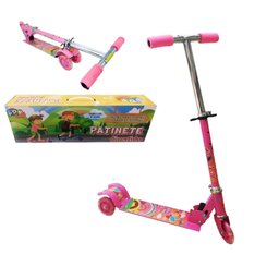 Patinete Infantil 3 Rodinhas com Luz Led e Freio Ajustável Cor:Rosa - 3
