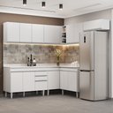 Ver imagem 1 de Armário de Cozinha Modulado de Canto 7 Peças Cp20 Balcão com Tampo Branco - Lumil Lumil Móveis