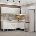 Ver imagem 2 de Armário de Cozinha Modulado de Canto 7 Peças Cp20 Balcão com Tampo Branco - Lumil Lumil Móveis