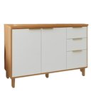 Ver imagem 1 de Balcão com Tampo Banheiro 3 Portas 2 Gavetas 120 cm MDF Bari Freijo Off Acetinado Poliman