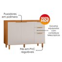 Ver imagem 4 de Balcão com Tampo Banheiro 3 Portas 2 Gavetas 120 cm MDF Bari Freijo Off Acetinado Poliman