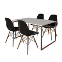 Ver imagem 2 de Mesa Industrial Base Ferro Cobre Tampo 137x90 Branco 4 Cadeiras Eames Madeira Assento Preto