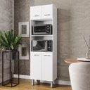 Ver imagem 6 de Paneleiro Alto com Nicho Micro-ondas 4 Portas Lara Branco