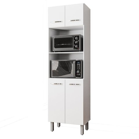 Paneleiro Alto com Nicho Micro-ondas 4 Portas Lara Branco