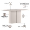 Ver imagem 4 de Mesa de Jantar 6 Lugares Retangular Tampo Vidro Verbena N01 Off White - Lyam Decor