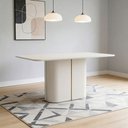 Ver imagem 1 de Mesa de Jantar 6 Lugares Retangular Tampo Vidro Verbena N01 Off White - Lyam Decor