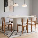 Ver imagem 3 de Mesa de Jantar 6 Lugares Retangular Tampo Vidro Verbena N01 Off White - Lyam Decor