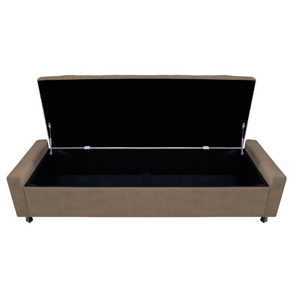 Kit Cabeceira e Calçadeira Baú King Everest P02 195 cm para cama Box Suede Marrom - Amarena Móveis - 5