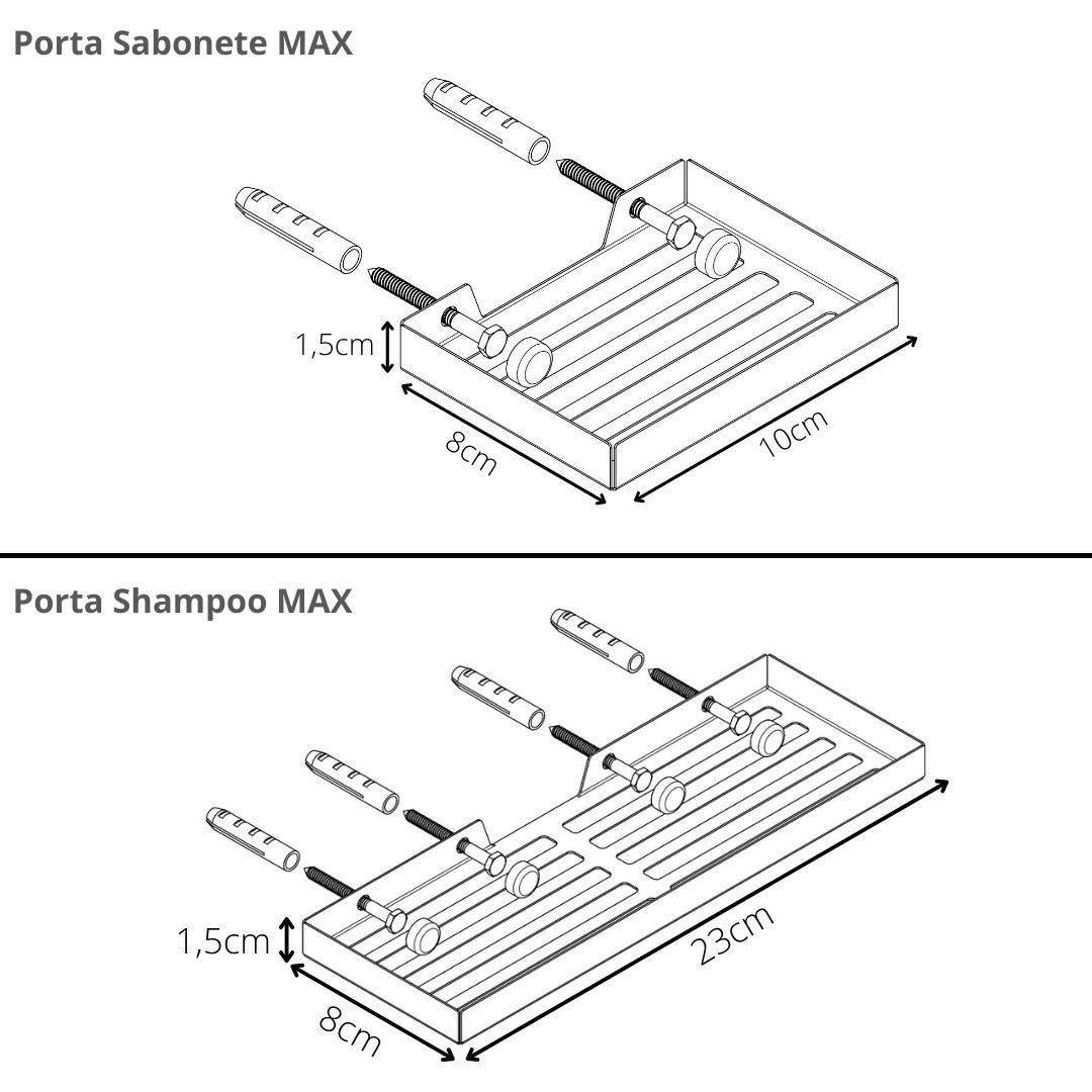 Kit Acessórios Para Banheiro Preto Fosco 6 Peças MAX - 10