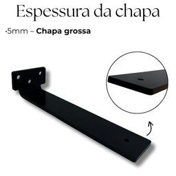 4 Suportes Mão Francesa 20cm Invisível para Prateleiras Aço Alta Resistência Estilo Moderno - 4