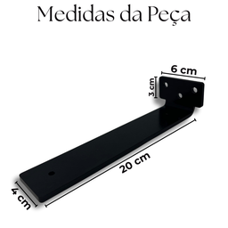4 Suportes Mão Francesa 20cm Invisível para Prateleiras Aço Alta Resistência Estilo Moderno - 2